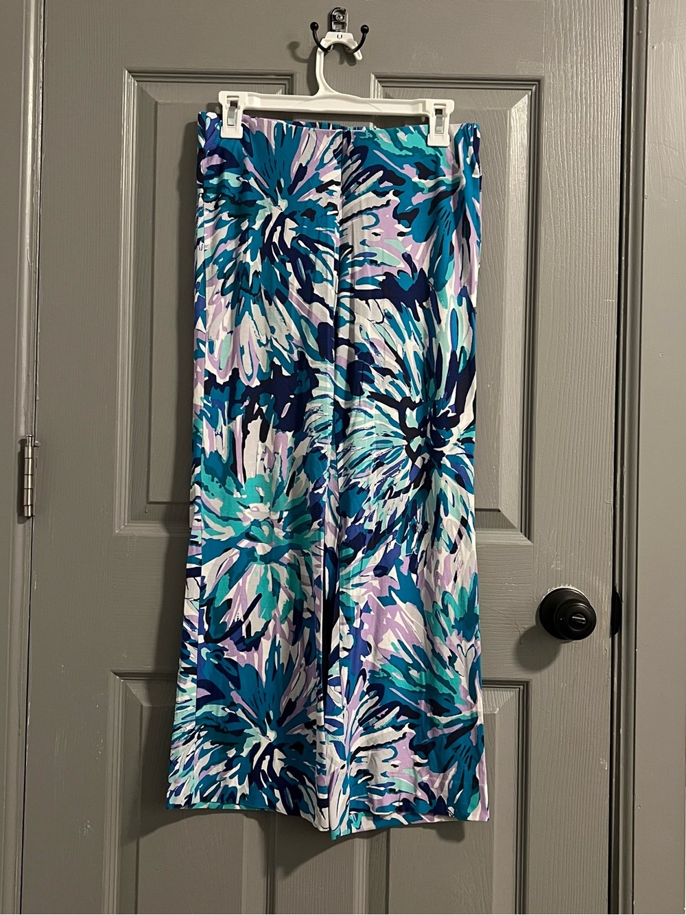 Lilly Pulitzer Multicolor Blue & Teal Abstract Print Pants Rayon Spandex Travel